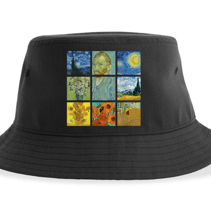 Van Gogh Paintings Sunflowers Starry Night Sustainable Bucket Hat