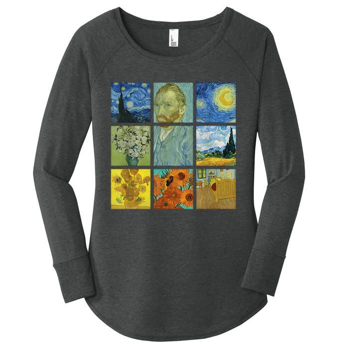 Van Gogh Paintings Sunflowers Starry Night Women's Perfect Tri Tunic Long Sleeve Shirt