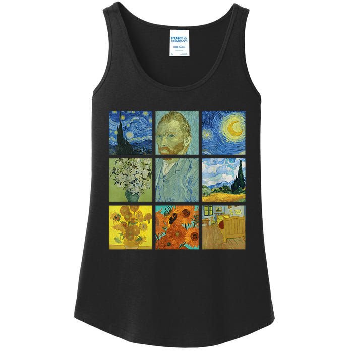 Van Gogh Paintings Sunflowers Starry Night Ladies Essential Tank