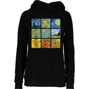 Van Gogh Paintings Sunflowers Starry Night Womens Funnel Neck Pullover Hood