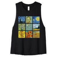 Van Gogh Paintings Sunflowers Starry Night Women's Racerback Cropped Tank