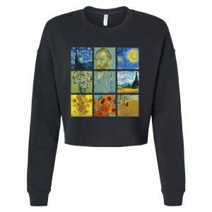 Van Gogh Paintings Sunflowers Starry Night Cropped Pullover Crew