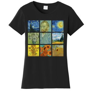 Van Gogh Paintings Sunflowers Starry Night Women's T-Shirt