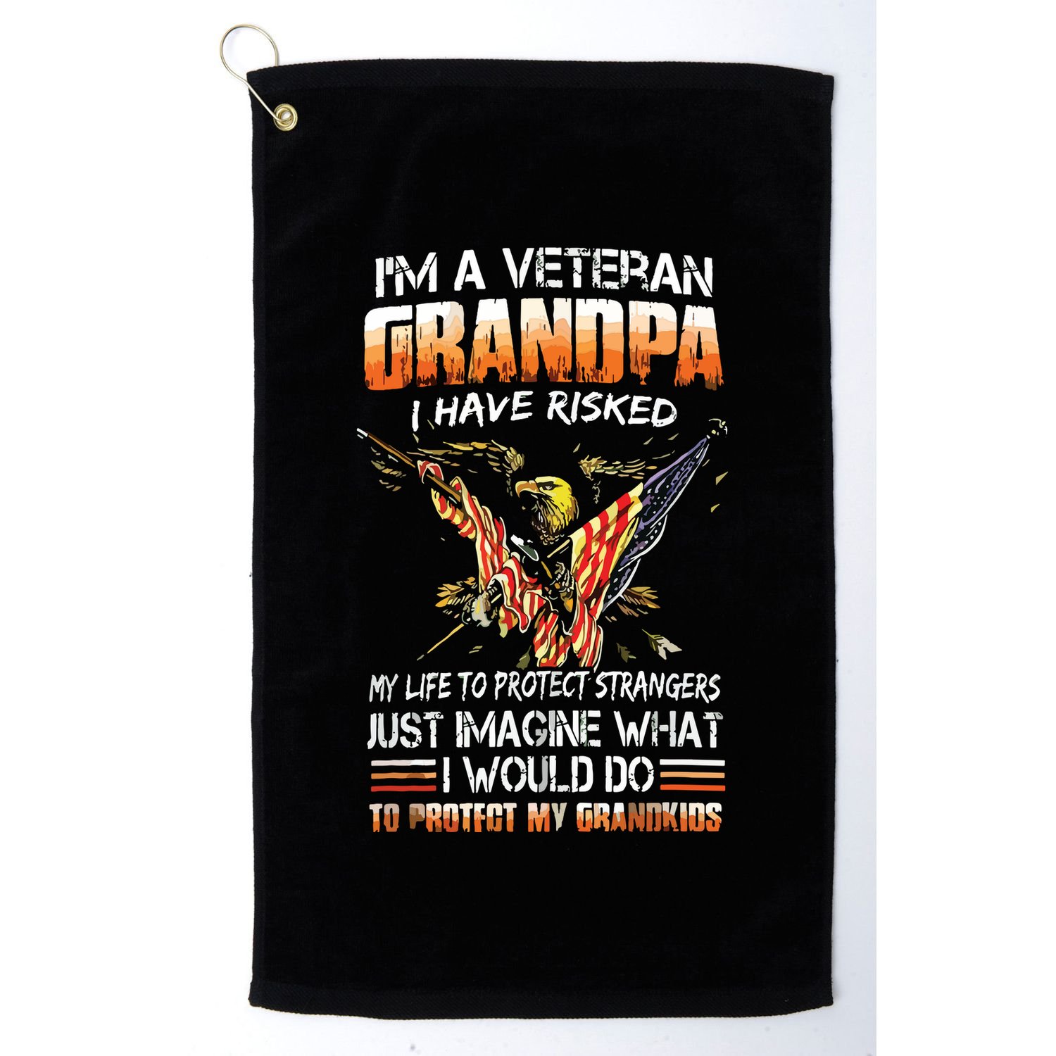 Veteran Grandpa Proud Vet Grandfather Fathers Day Golf Towel