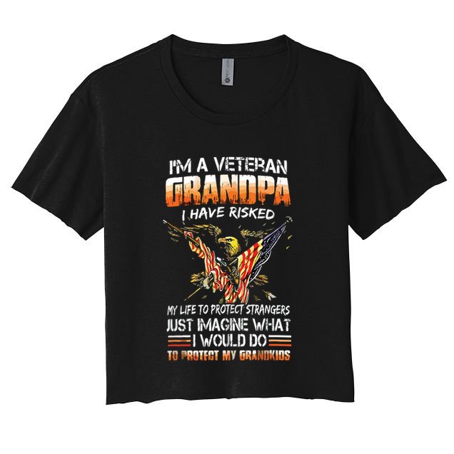 Veteran Grandpa Proud Vet Grandfather Fathers Day Crop Top