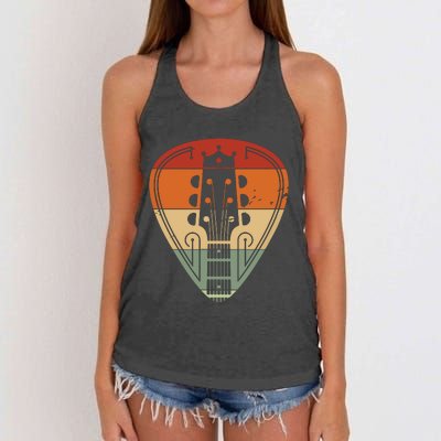 Vintage Guitar Pick Guitarist Lover Instrument Retro Women's Knotted Racerback Tank