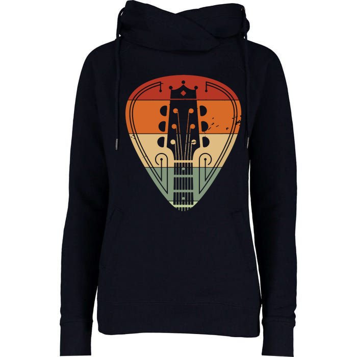 Vintage Guitar Pick Guitarist Lover Instrument Retro Womens Funnel Neck Pullover Hood