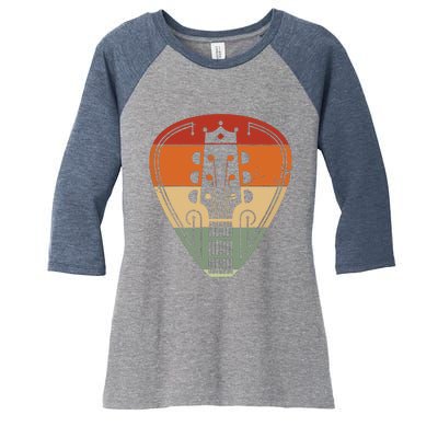 Vintage Guitar Pick Guitarist Lover Instrument Retro Women's Tri-Blend 3/4-Sleeve Raglan Shirt