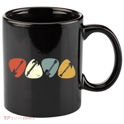 Vintage Guitar Pick Retro Guitarists Bassist Gifts 11oz C Handle Ceramic Mug