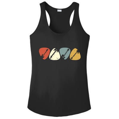 Vintage Guitar Pick Retro Guitarists Bassist Gifts Ladies PosiCharge Competitor Racerback Tank
