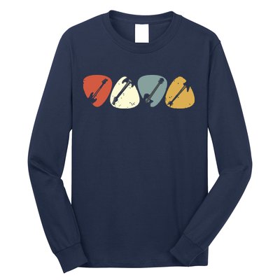Vintage Guitar Pick Retro Guitarists Bassist Gifts Long Sleeve Shirt
