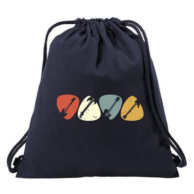 Vintage Guitar Pick Retro Guitarists Bassist Gifts Drawstring Bag