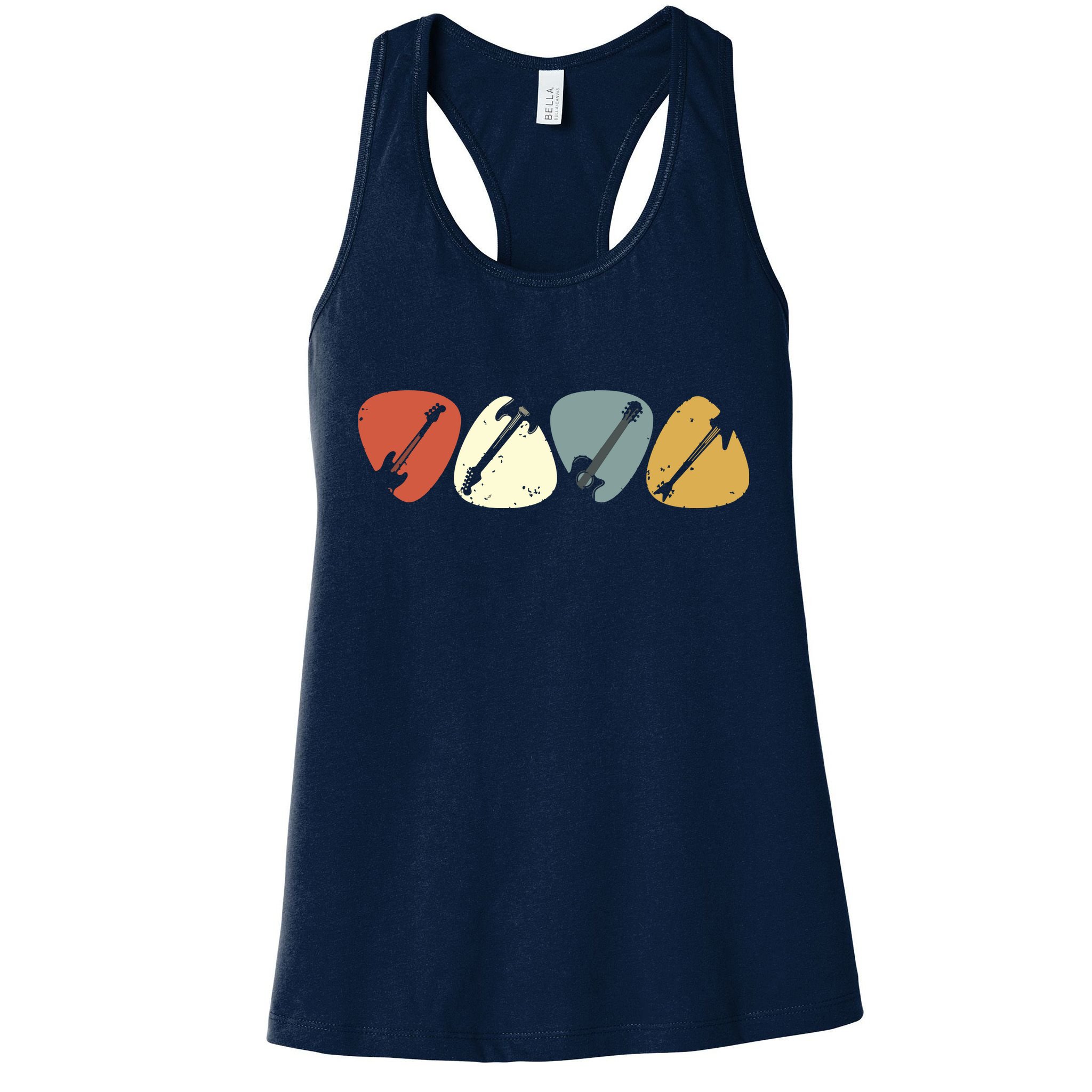 Vintage Guitar Pick Retro Guitarists Bassist Gifts Womens Tank Top