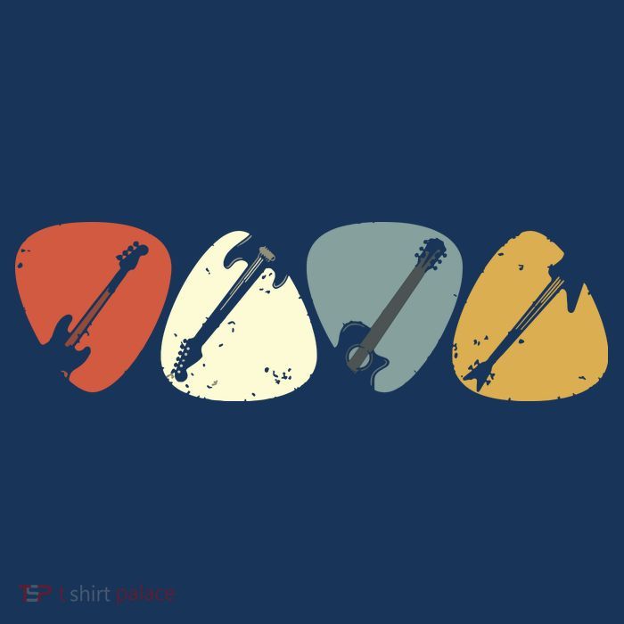 Vintage Guitar Pick Retro Guitarists Bassist Gifts Kids T-Shirt