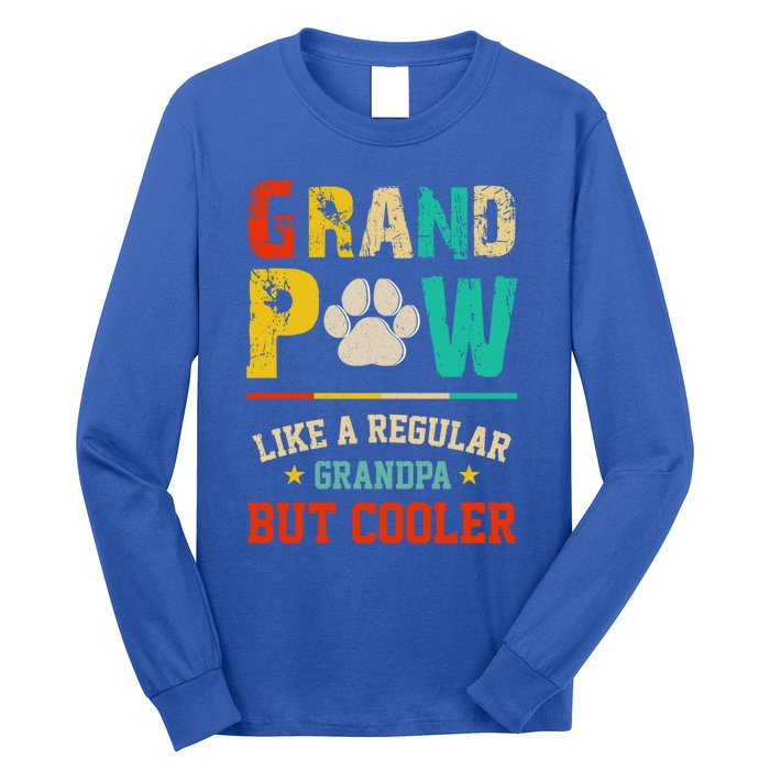 Vintage Grand Paw Like Regular Grandpa But Cooler Dogs Cute Gift Long Sleeve Shirt