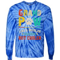 Vintage Grand Paw Like Regular Grandpa But Cooler Dogs Cute Gift Tie-Dye Long Sleeve Shirt