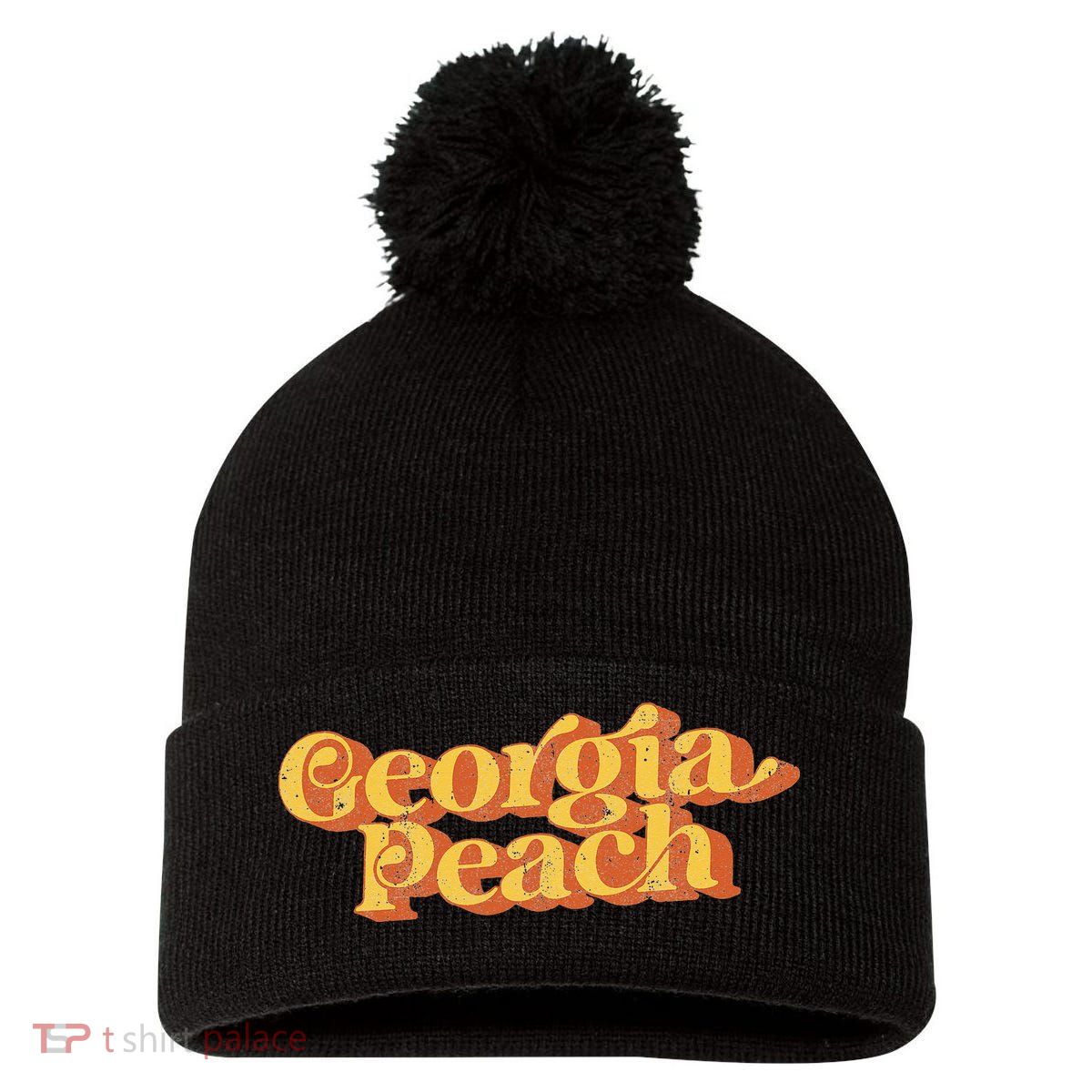 Vintage Georgia Peach Funny Cute Retro 70's Summer Pom Pom 12in Knit Beanie