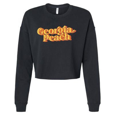 Vintage Georgia Peach Funny Cute Retro 70's Summer Cropped Pullover Crew