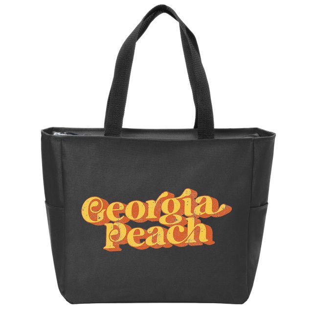 Vintage Georgia Peach Funny Cute Retro 70's Summer Zip Tote Bag