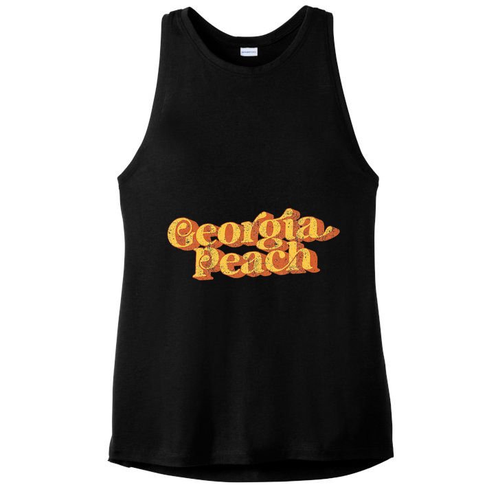 Vintage Georgia Peach Funny Cute Retro 70S Summer Ladies PosiCharge Tri-Blend Wicking Tank