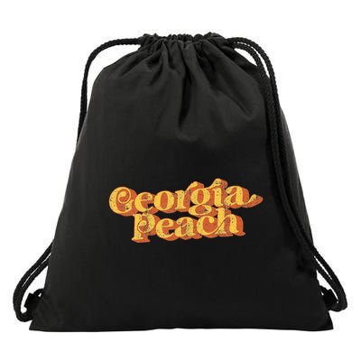 Vintage Georgia Peach Funny Cute Retro 70S Summer Drawstring Bag