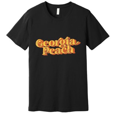 Vintage Georgia Peach Funny Cute Retro 70S Summer Premium T-Shirt