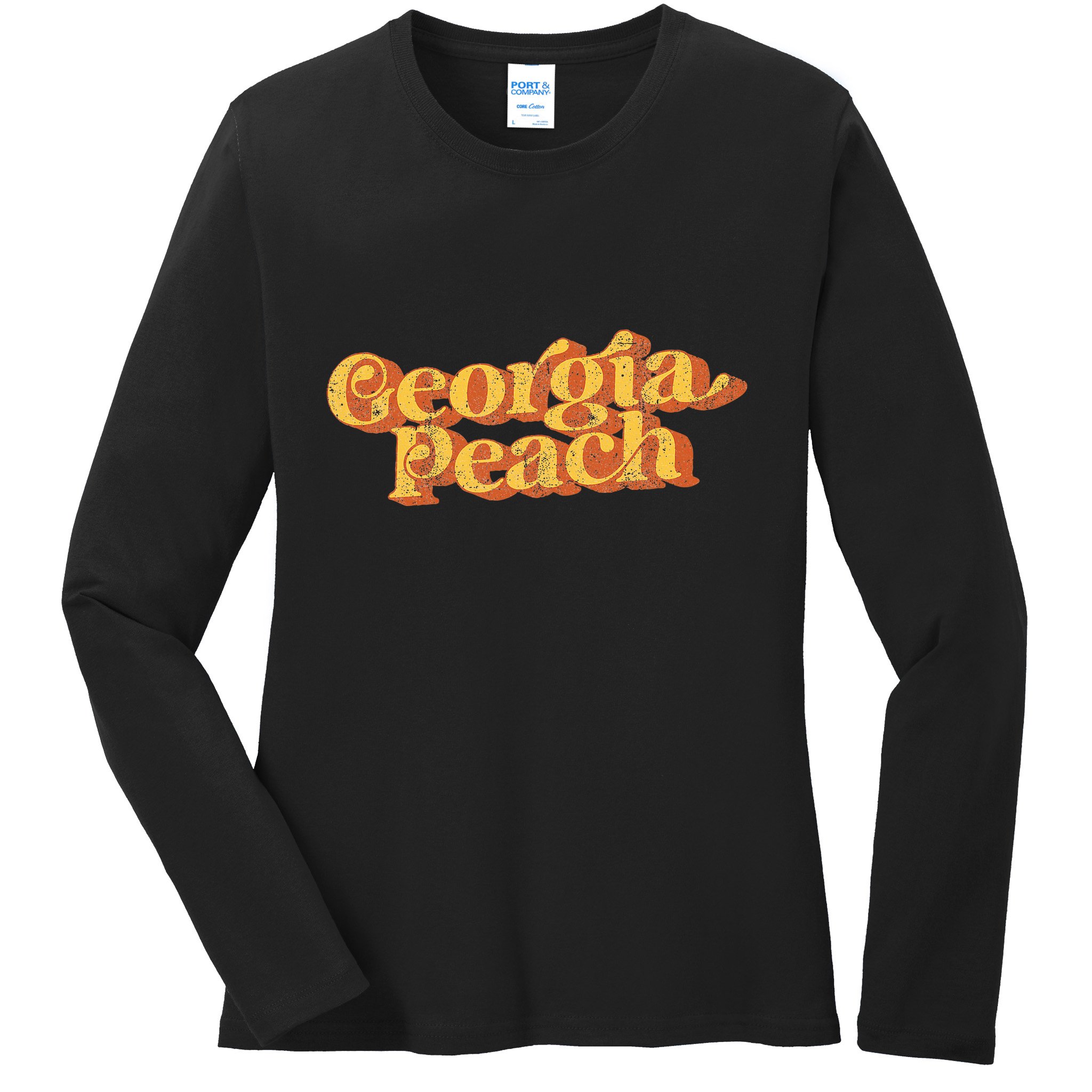 Vintage Georgia Peach Funny Cute Retro 70S Summer Ladies Long Sleeve Shirt