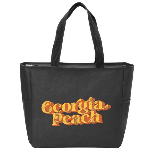 Vintage Georgia Peach Funny Cute Retro 70S Summer Zip Tote Bag