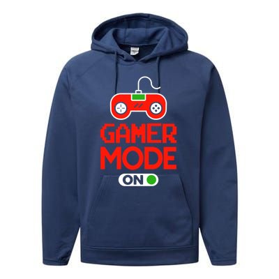 Video Game Player Gaming Joystick Controller Gamer Mode On Great Gift Performance Fleece Hoodie