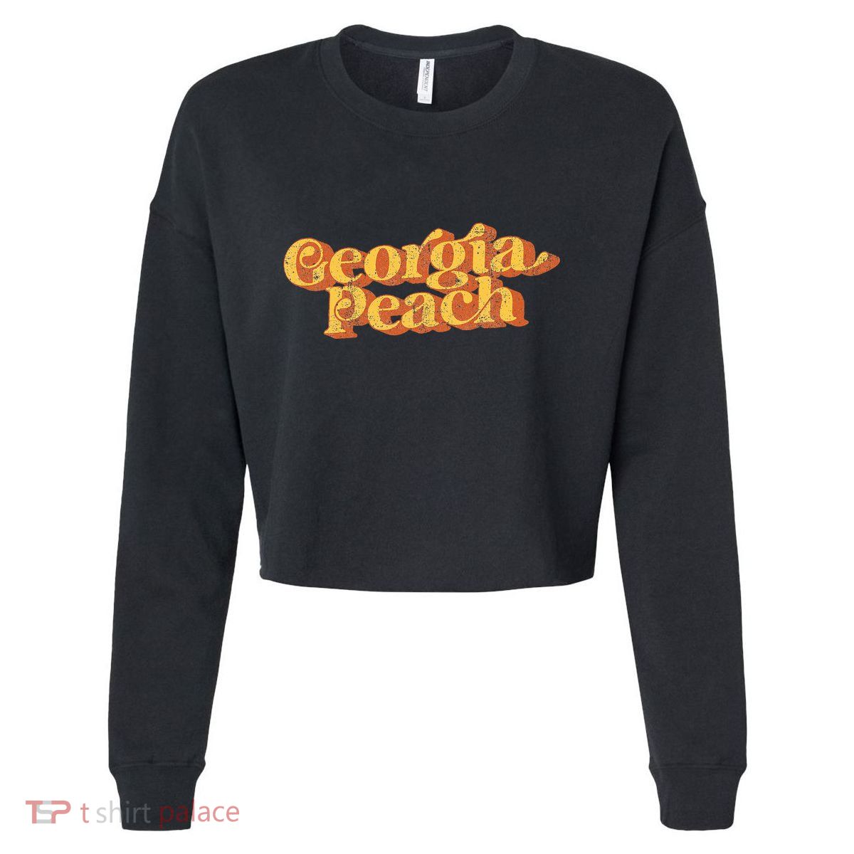 Vintage Georgia Peach 70s Summer Cropped Pullover Crew
