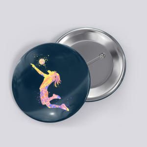 Volleyball Girl Player, Watercolor Volleyball Player Girl Button