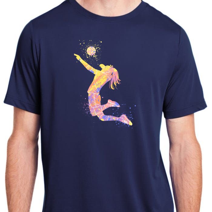 Volleyball Girl Player, Watercolor Volleyball Player Girl Adult ChromaSoft Performance T-Shirt