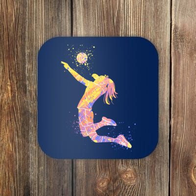 Volleyball Girl Player, Watercolor Volleyball Player Girl Coaster