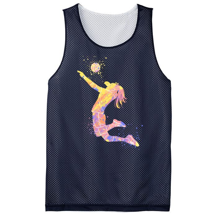 Volleyball Girl Player, Watercolor Volleyball Player Girl Mesh Reversible Basketball Jersey Tank