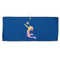 Volleyball Girl Player, Watercolor Volleyball Player Girl Large Microfiber Waffle Golf Towel