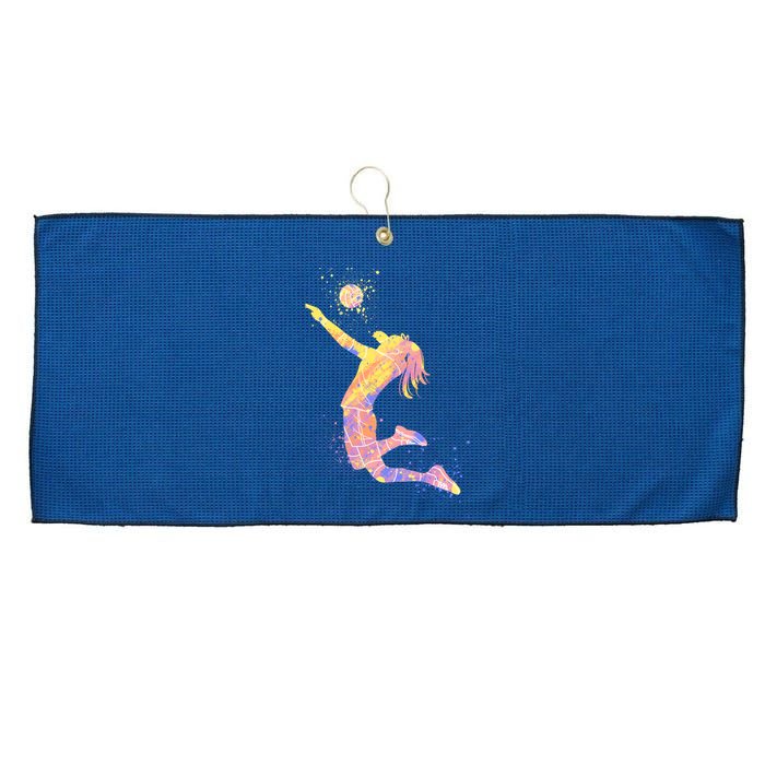 Volleyball Girl Player, Watercolor Volleyball Player Girl Large Microfiber Waffle Golf Towel