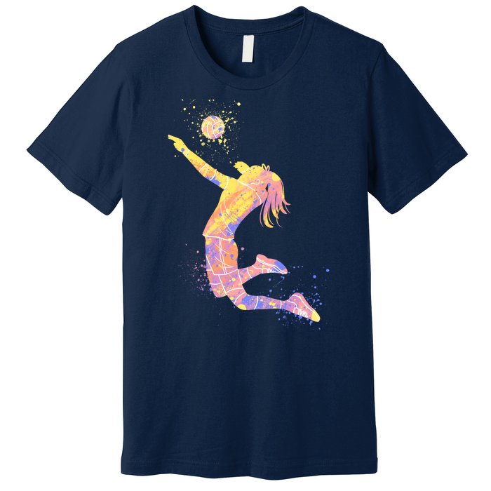 Volleyball Girl Player, Watercolor Volleyball Player Girl Premium T-Shirt