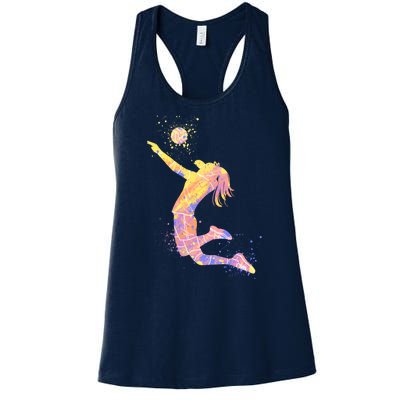 Volleyball Girl Player, Watercolor Volleyball Player Girl Women's Racerback Tank