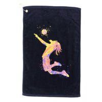 Volleyball Girl Player, Watercolor Volleyball Player Girl Platinum Collection Golf Towel