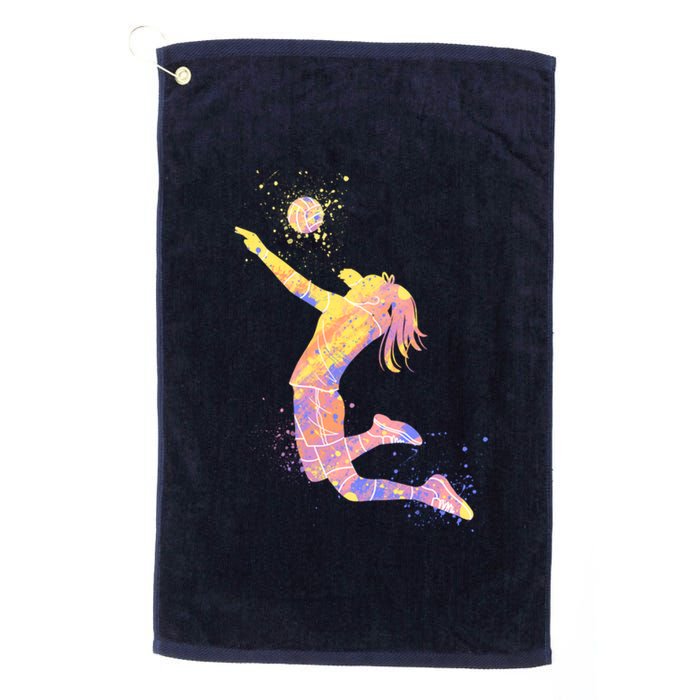 Volleyball Girl Player, Watercolor Volleyball Player Girl Platinum Collection Golf Towel