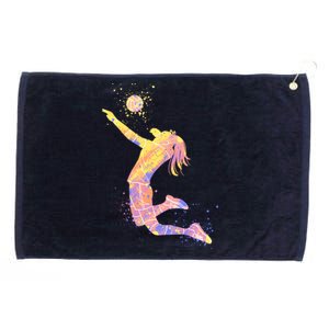 Volleyball Girl Player, Watercolor Volleyball Player Girl Grommeted Golf Towel