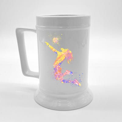 Volleyball Girl Player, Watercolor Volleyball Player Girl Beer Stein