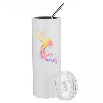 Volleyball Girl Player, Watercolor Volleyball Player Girl Stainless Steel Tumbler