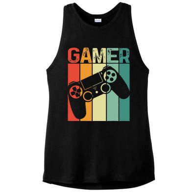 Video Game Player Retro Gamer Gaming Addict Ladies PosiCharge Tri-Blend Wicking Tank