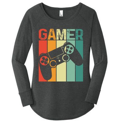 Video Game Player Retro Gamer Gaming Addict Women's Perfect Tri Tunic Long Sleeve Shirt