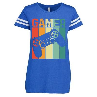 Video Game Player Retro Gamer Gaming Addict Enza Ladies Jersey Football T-Shirt