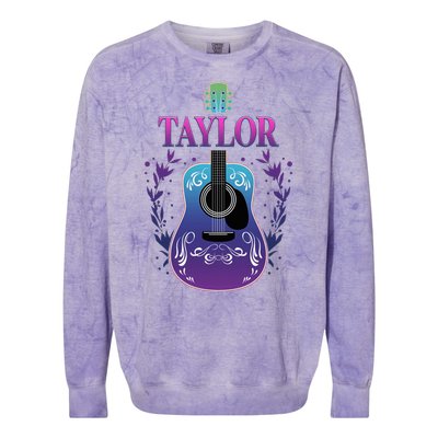 Vintage Guitar Personalized Taylor Name Design Colorblast Crewneck Sweatshirt