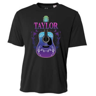 Vintage Guitar Personalized Taylor Name Design Cooling Performance Crew T-Shirt