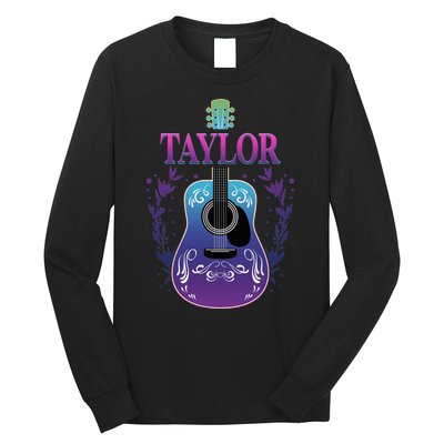 Vintage Guitar Personalized Taylor Name Design Long Sleeve Shirt