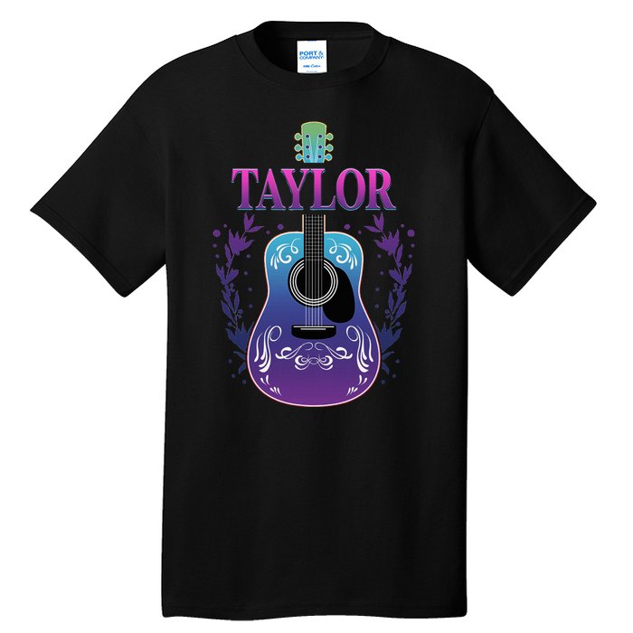 Vintage Guitar Personalized Taylor Name Design Tall T-Shirt